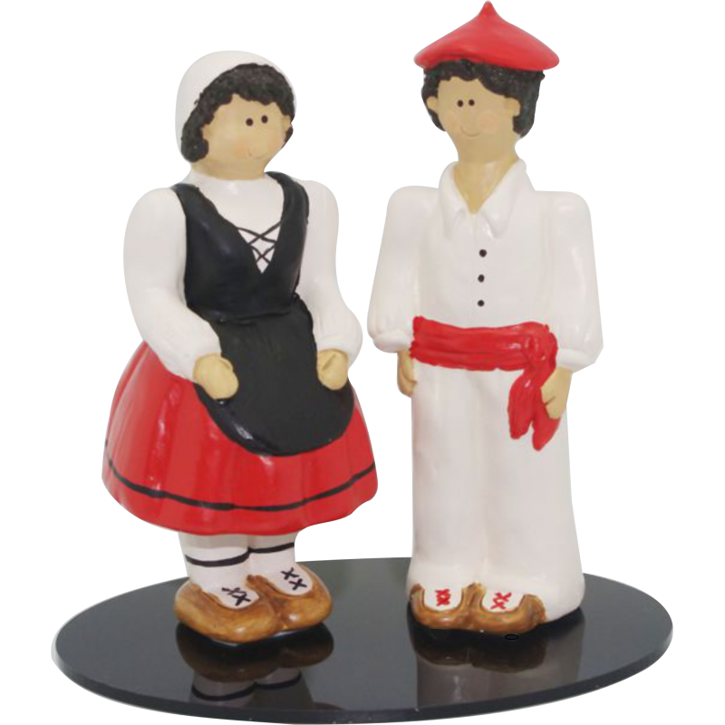 Figura cerámica de novios vascos traje tipico