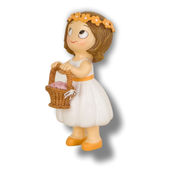 Figura niña cesta pétalos