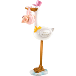 Figura cigüeña bebé rosa