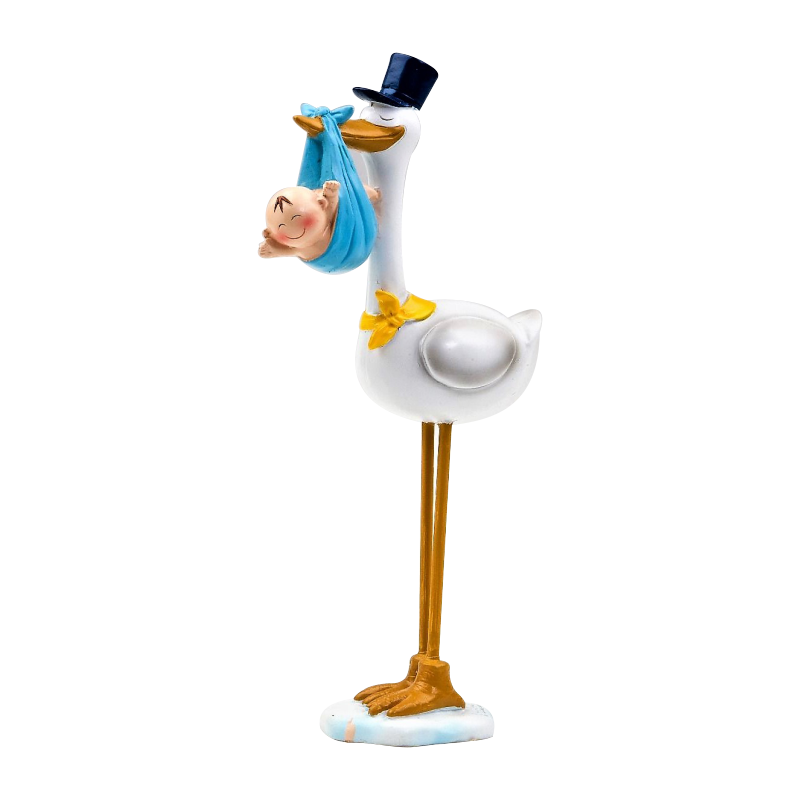 Figura cigüeña bebé azul