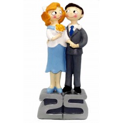 Figura novios 25 aniversario bodas de plata flores