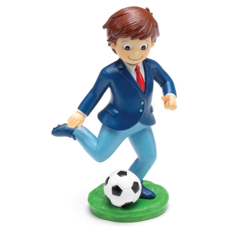 Figura tarta niño comunión traje balón fútbol