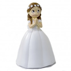 Figura Tarta Niña Comunión Corona Flores