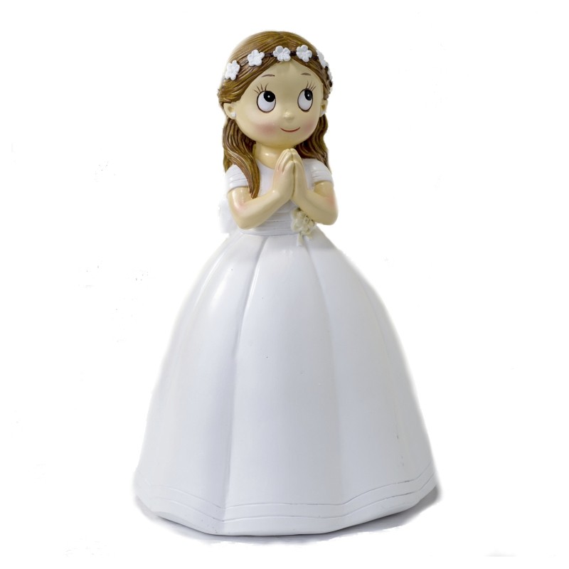 Figura Tarta Niña Comunión Corona Flores