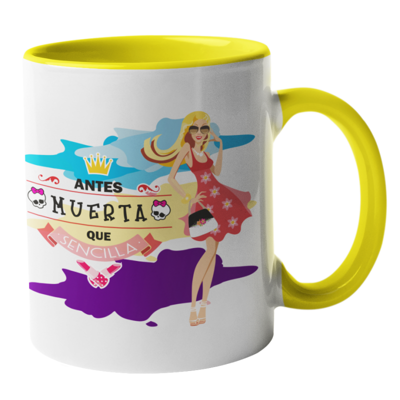 Taza Antes muerta que sencilla amarilla