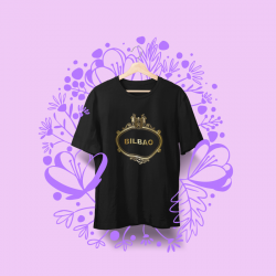 Camiseta negra de chica Bilbao Placa calles oro