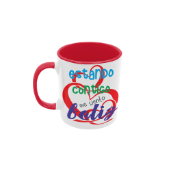 Taza contigo me siento feliz roja