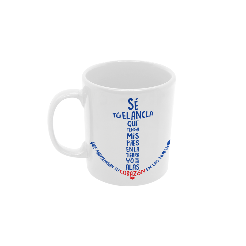 Taza ancla corazón blanca