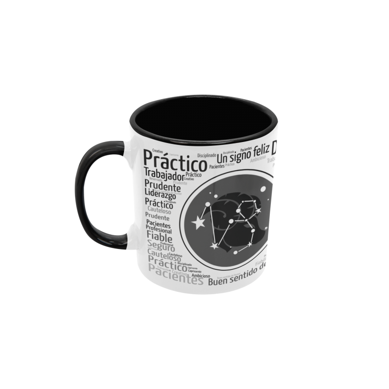 Taza horóscopo capricornio negra