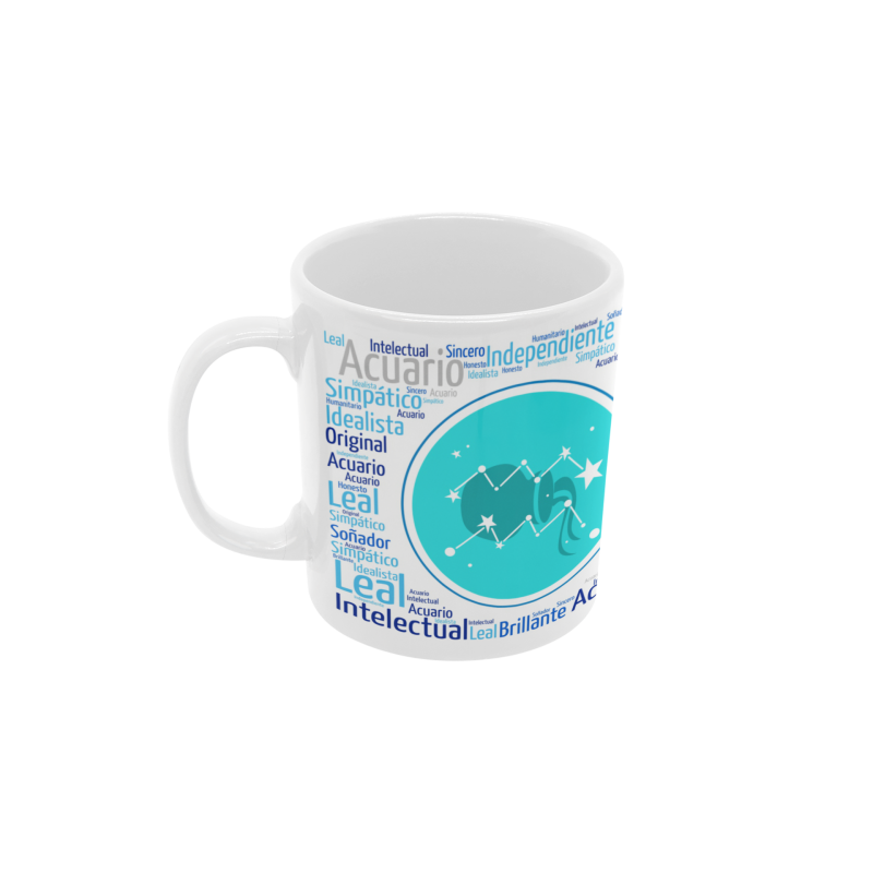 Taza Horóscopo acuario blanca