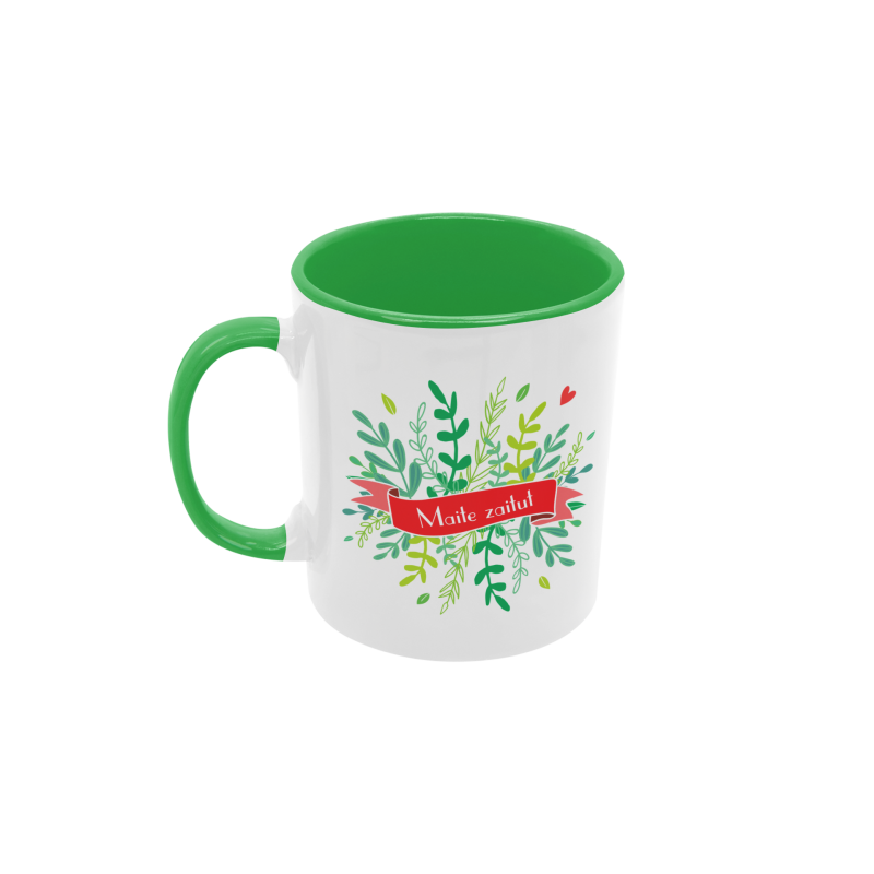 Taza Maite zaitut hojitas verde
