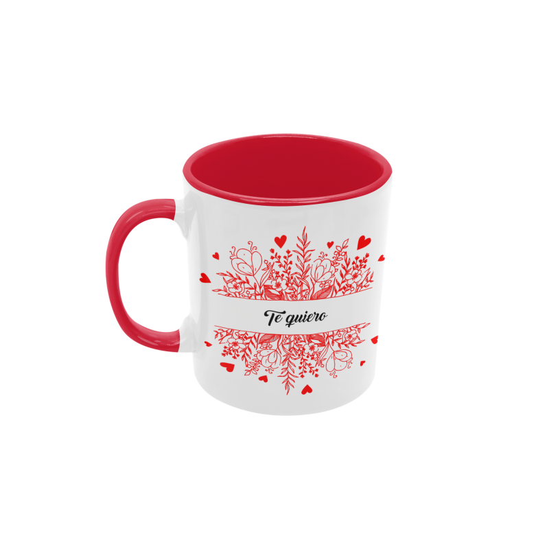 Taza Te quiero Flores roja