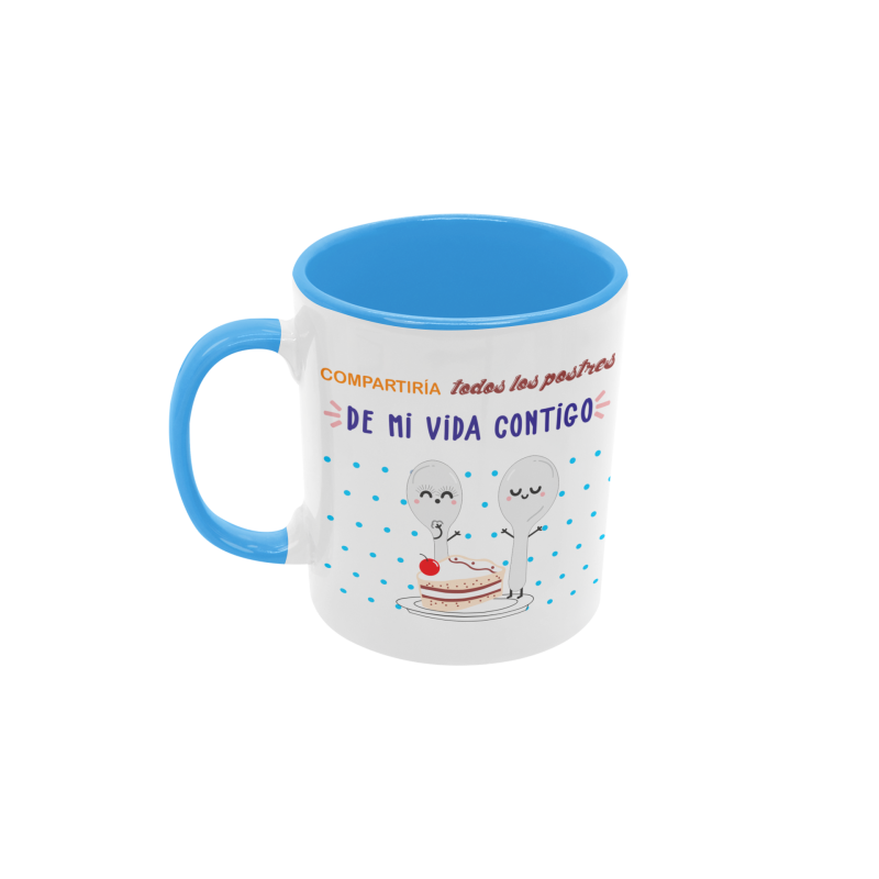 Taza Compartiría todos los postres contigo azul