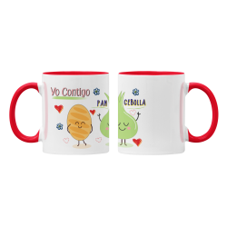 Taza Yo contigo pan y cebolla roja