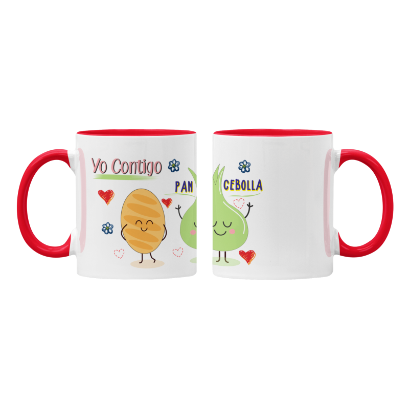 Taza Yo contigo pan y cebolla roja