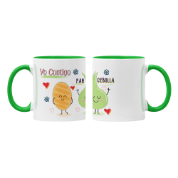 Taza Yo contigo pan y cebolla verde