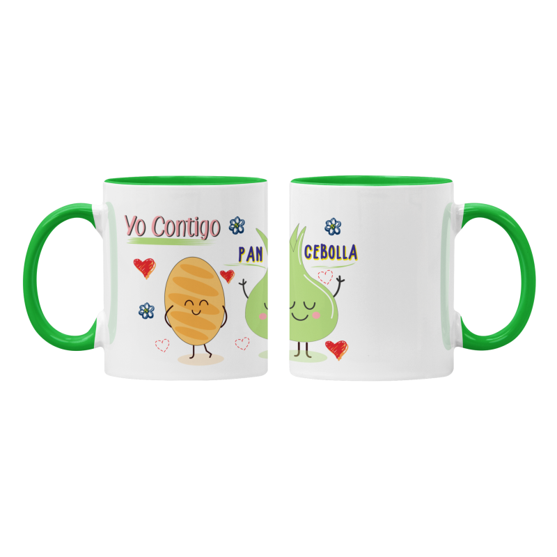 Taza Yo contigo pan y cebolla verde