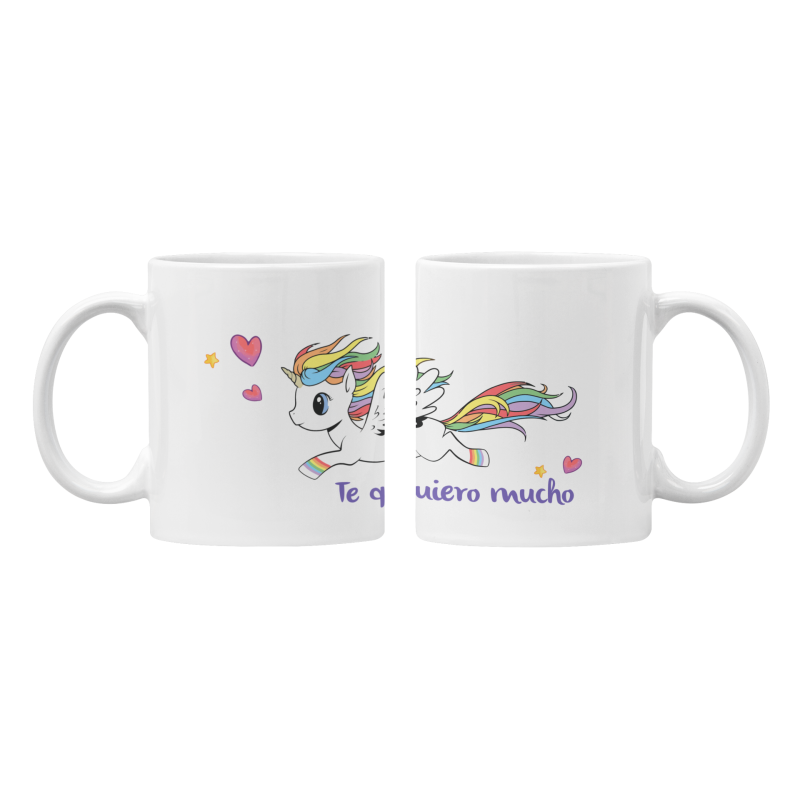 Taza Unicornio Te quiero mucho blanca