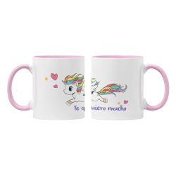Taza Unicornio Te quiero mucho rosa
