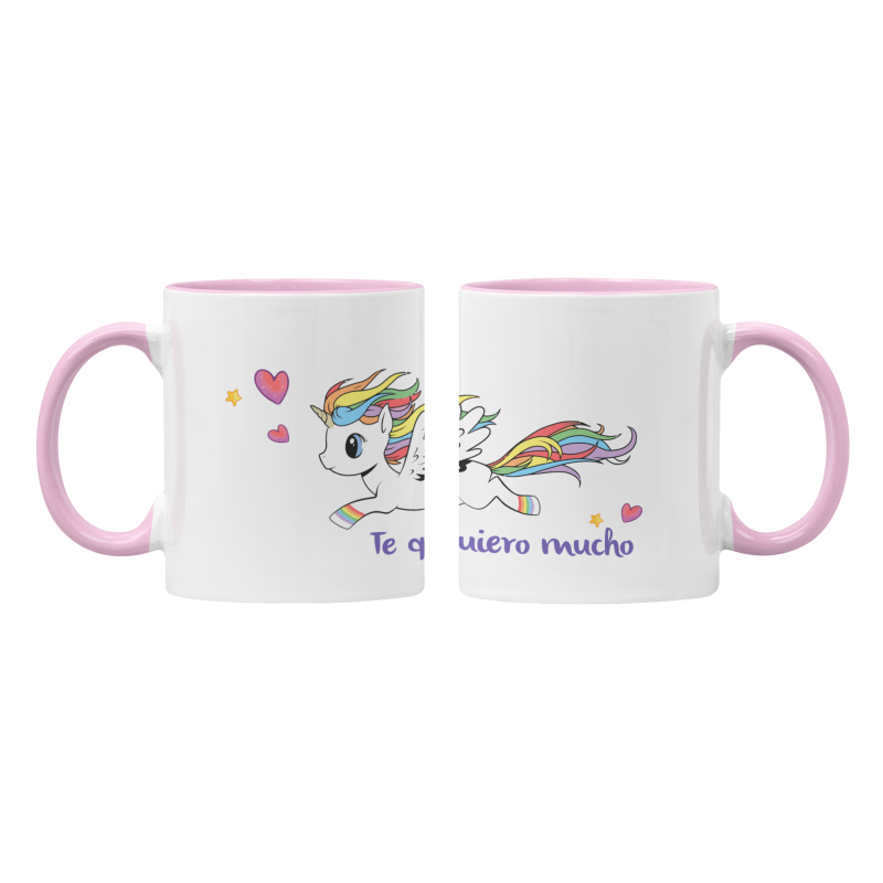 Taza Unicornio Te quiero mucho rosa