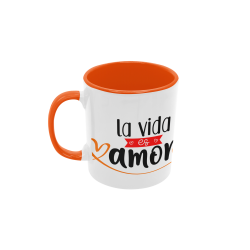 Taza La vida es amor naranja