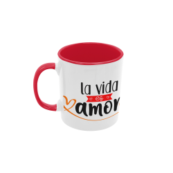 Taza La vida es amor roja