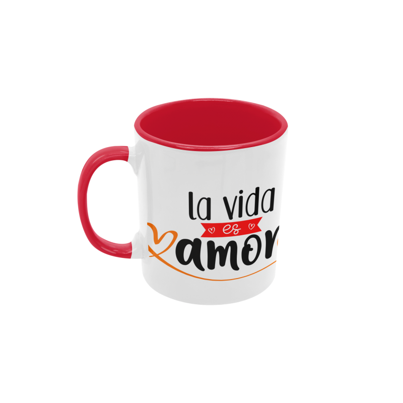 Taza La vida es amor roja