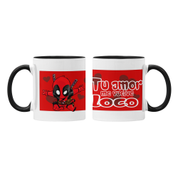 Taza Deadpool Tu amor me vuelve loco negra