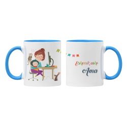 Taza Eskerrik asko Ama Teletrabajo azul