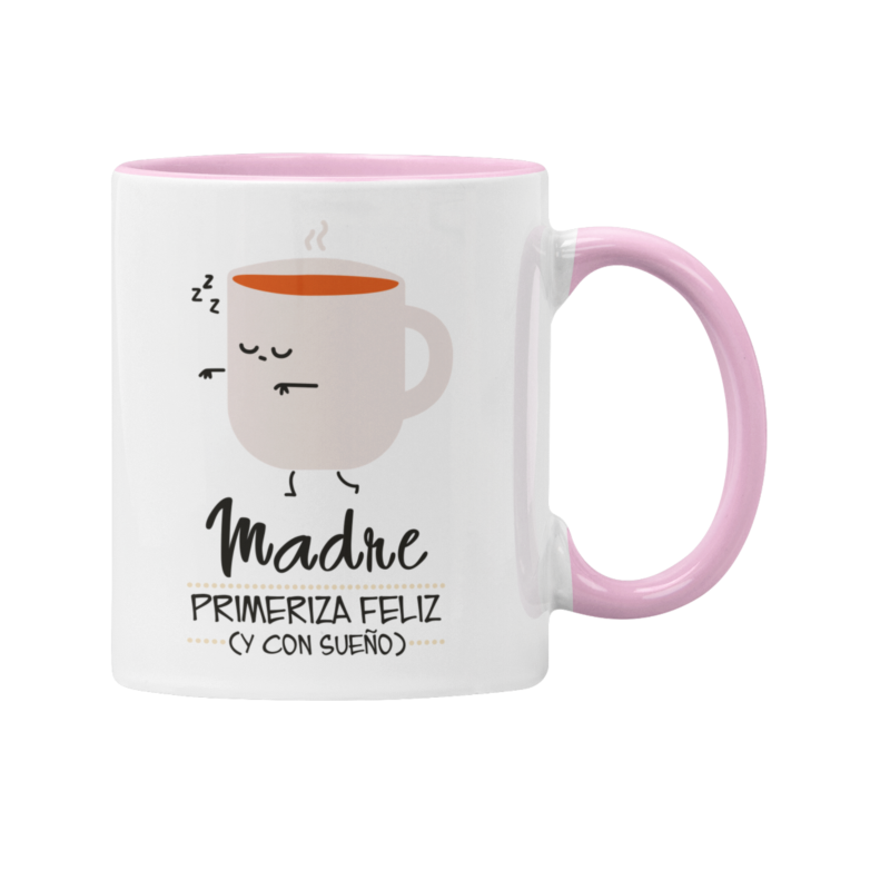Taza Madre primeriza feliz y con sueño rosa