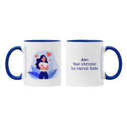 Taza Ama tus abrazos lo curan todo azul