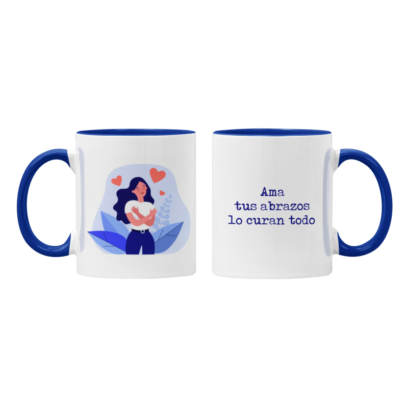 Taza Ama tus abrazos lo curan todo azul