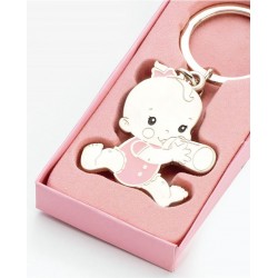 Llavero bebé rosa biberón caja
