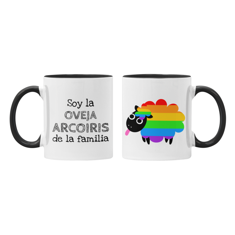 Taza Oveja Arcoiris negra