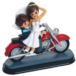 Figura tarta boda novios moteros