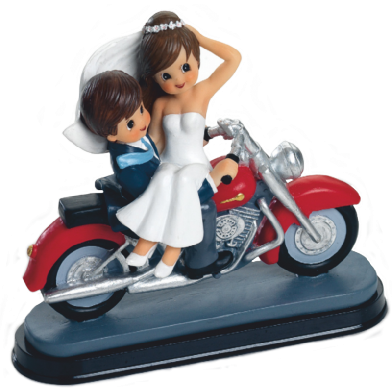 Figura tarta boda novios moteros