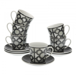 Juego tazas de café con leche Baldosa de Bilbao gris
