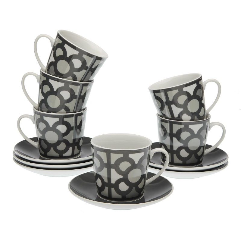 Juego tazas de café con leche Baldosa de Bilbao gris