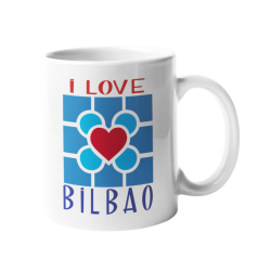 Taza Baldosa corazón Bilbao blanca I love Bilbao