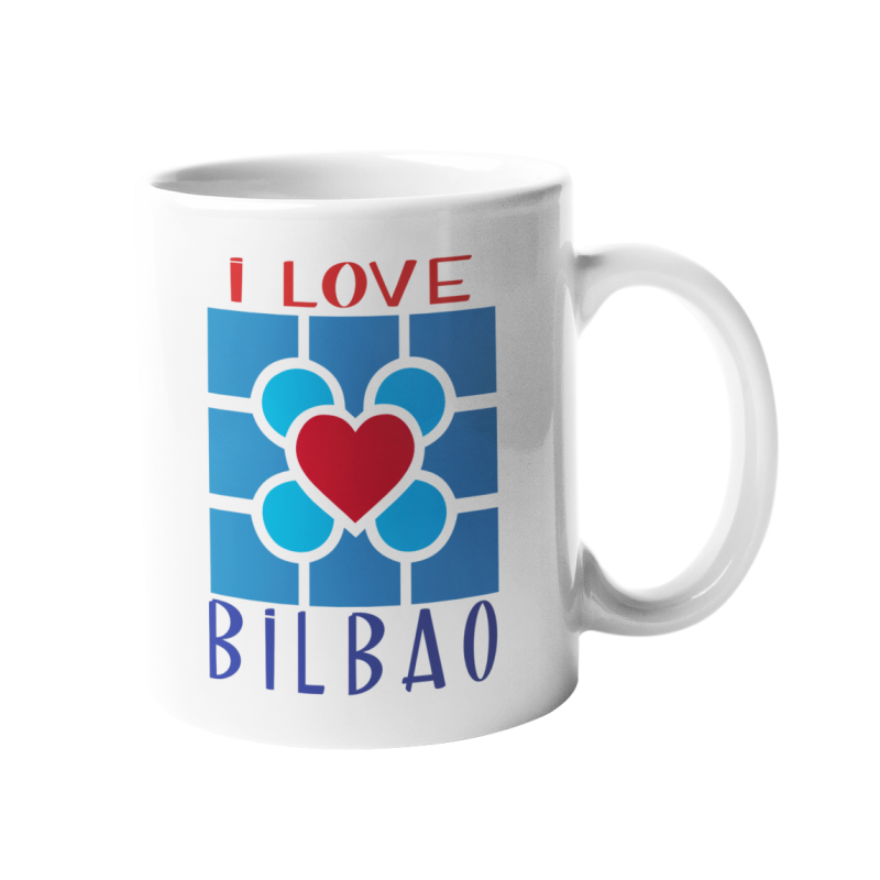 Taza Baldosa corazón Bilbao blanca I love Bilbao