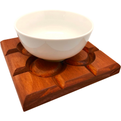 Cuenco con Base Baldosa de Bilbao Madera barnizada