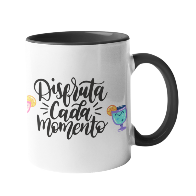 Taza Disfruta cada momento negra