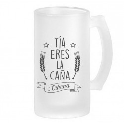 Jarra de cerveza personalizable tía eres la caña