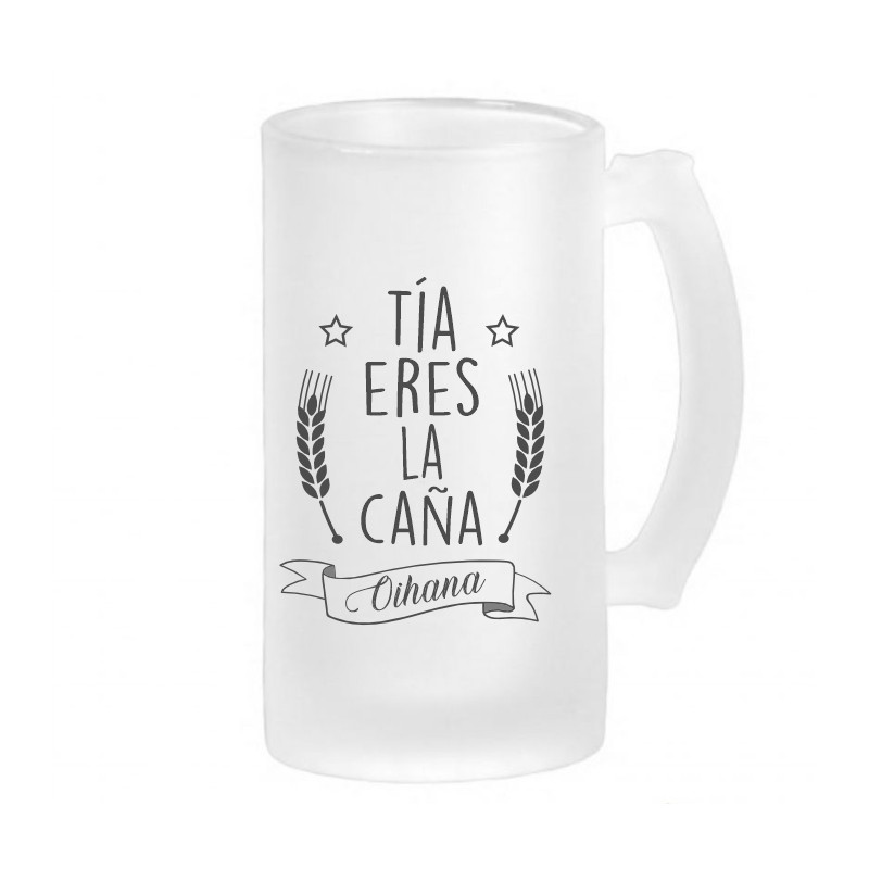 Jarra de cerveza personalizable tía eres la caña