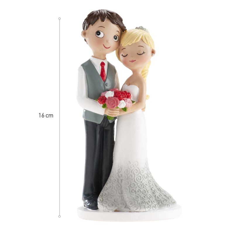 Figura tarta novia rubia con ramo