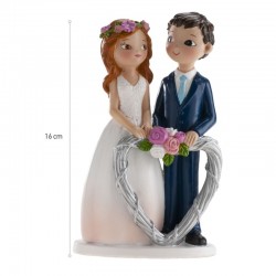 Figura tarta novios corazón con flores