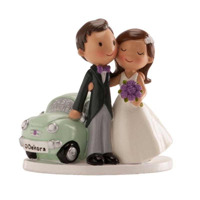 Figura tarta novios coche verde