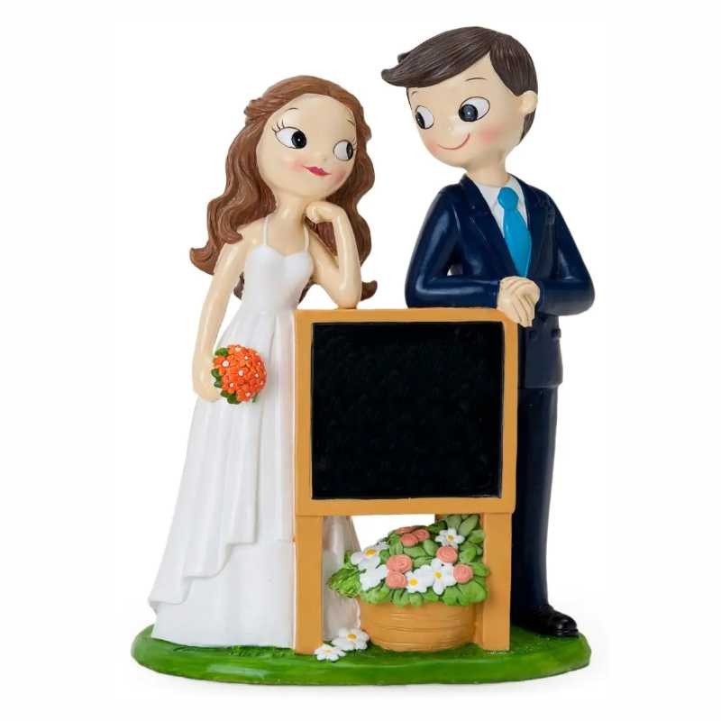 Figura novios cartel pizarra