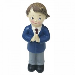 Figura comunión niño traje corbata rezando