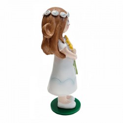Figura comunión niña flor amarilla de lado